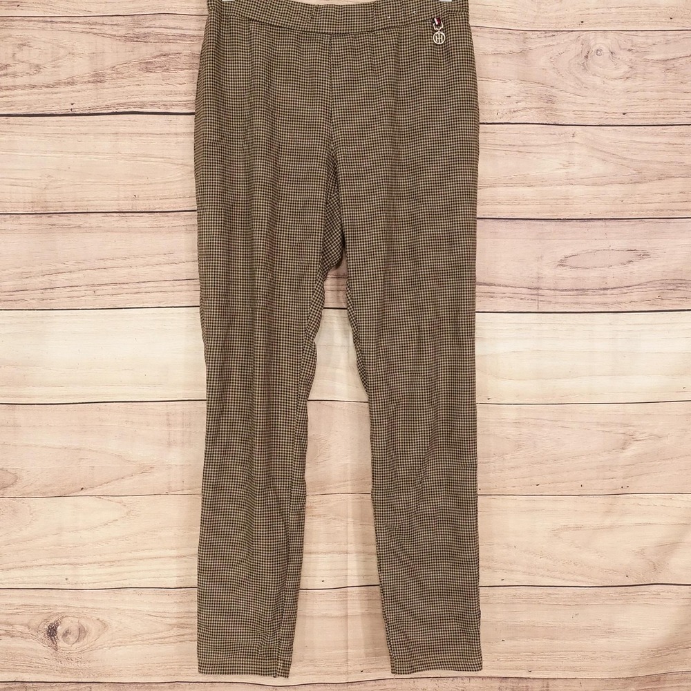 Tommy Hilfiger Pants Womens 8 Brown Check Slim Tapered Pull On Stretch 27x27